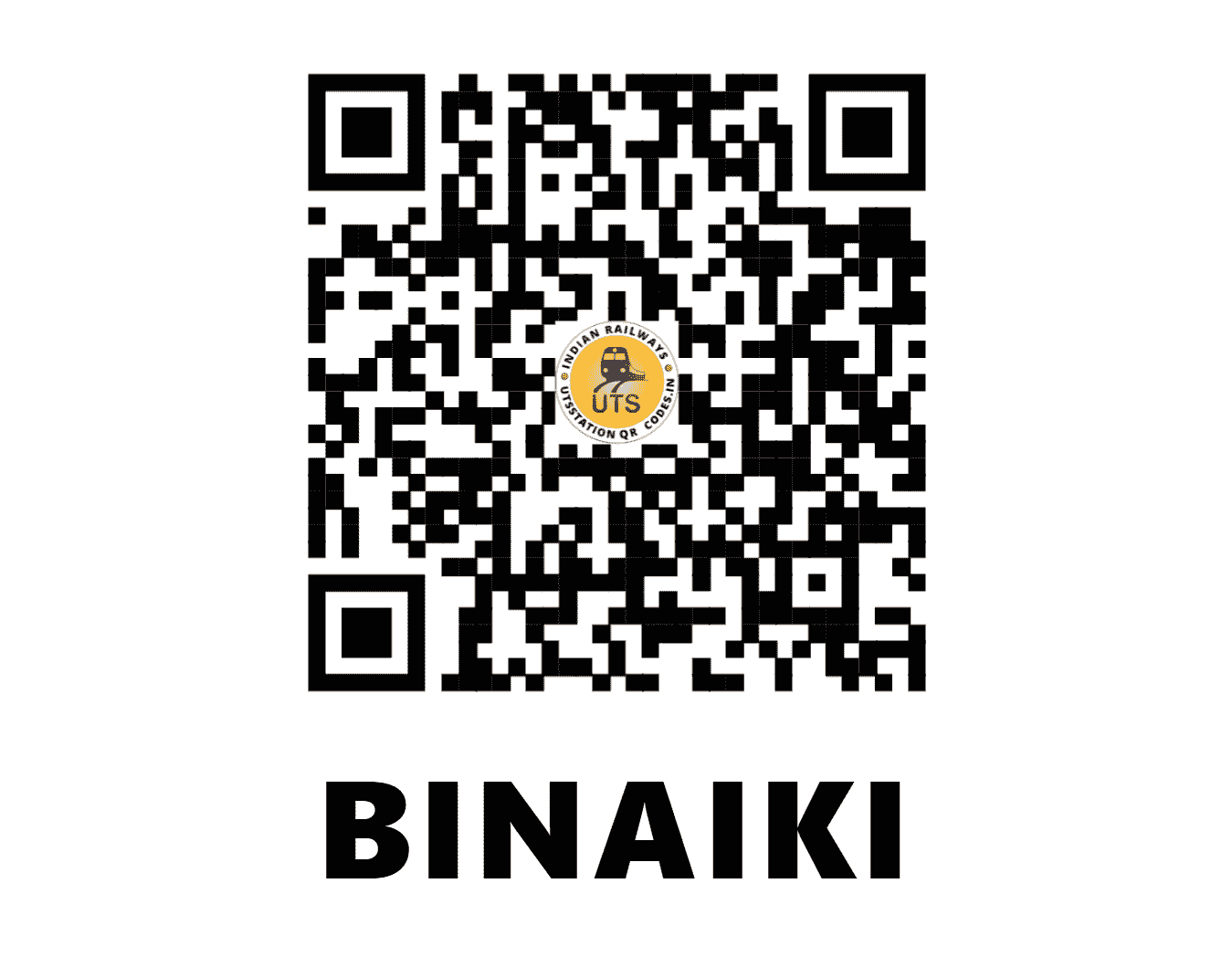 UTS QR Code for BINAIKI - VNK - SB (MADHYA PRADESH)